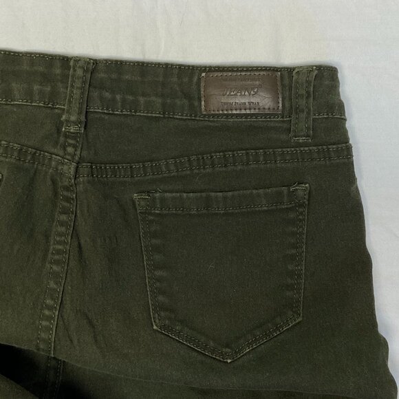 Mid Rise Skinny Leg Stretchy Denim Jeans Dark Green 11 Jean9 - Picture 10 of 13